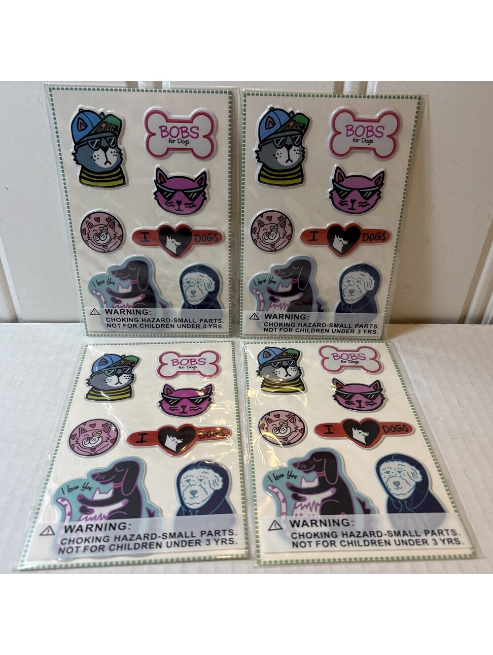 NEW Lot of 4 Sketchers Bobs Puffy Pet Stickers For Dogs & Cats Collectible 2019